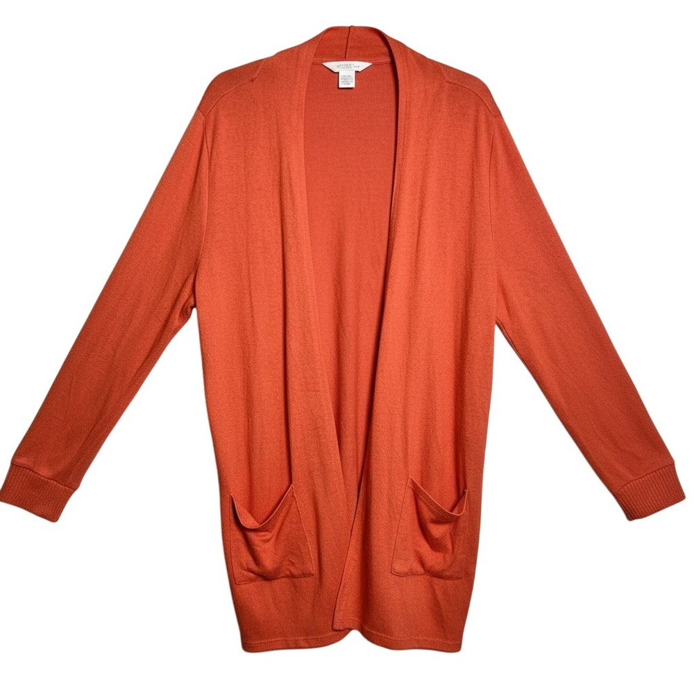 Market & Spruce Womens XXL Burnt Orange Sleek Open Front Cardigan Lace Up Sleeve